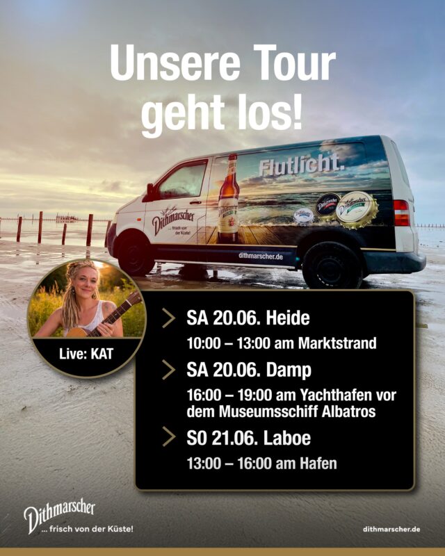 Unser Bulli tourt wieder durch den Norden und bringt frisches Dithmarscher, gute Musik und jede Menge Küstengefühl mit. Wir freuen uns auf euch! 🚐🍺 @torbenmeyerontour  @k.a.t_music

#dithmarscher #dithmarscherbrauerei #frischvonderküste #dithmarscherbiershop
