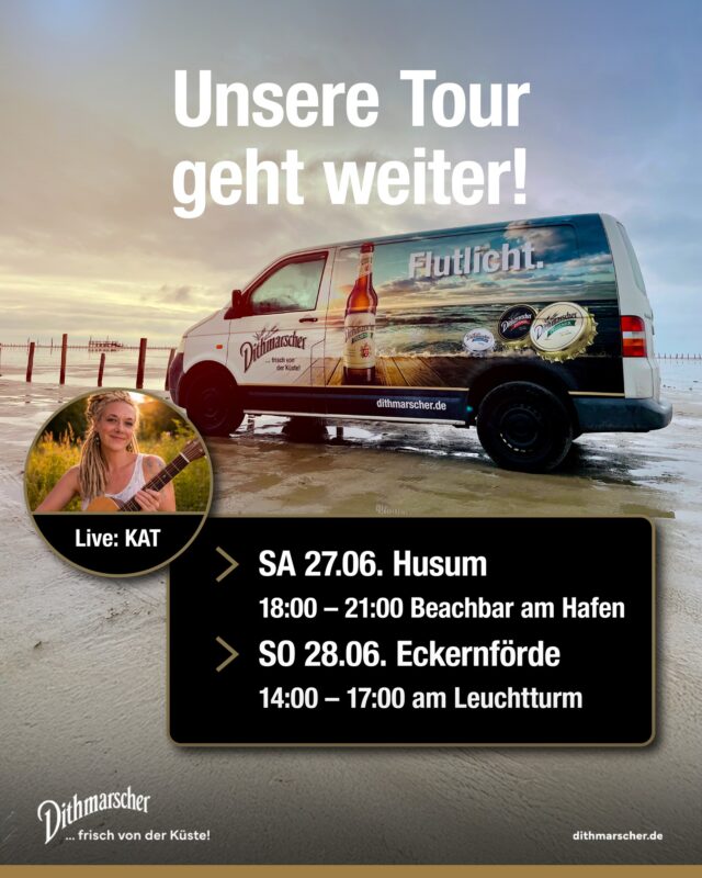 Der Bulli macht die nächsten Stopps an der Küste. Mit dabei: frisches Dithmarscher, Live-Musik von @‌k.a.t_music und jede Menge Sommerstimmung. Kommt vorbei, wir freuen uns auf euch! 🎶🍺 @‌torbenmeyerontour
#dithmarscher #dithmarscherbrauerei #frischvonderküste #dithmarscherbiershop
