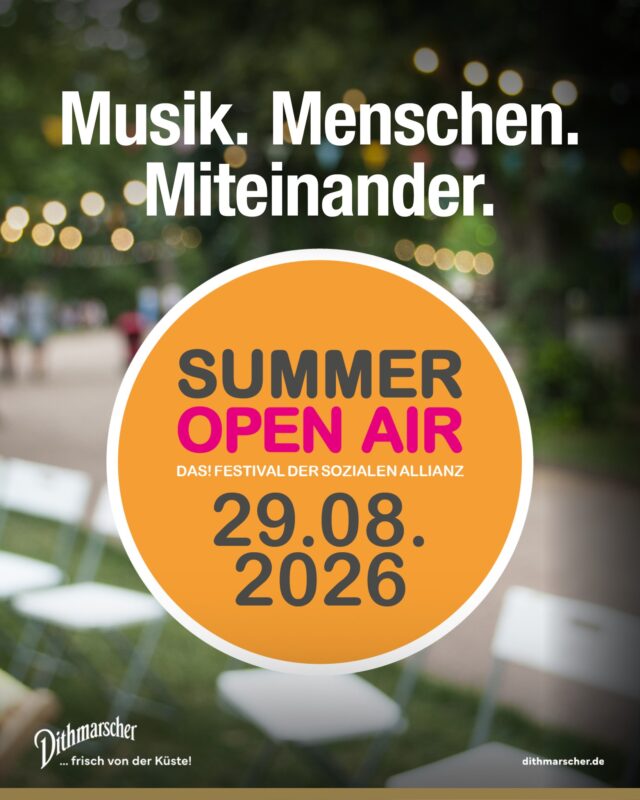 Musik in der Luft, Dithmarscher im Glas. 🍻🎶 An diesem Samstag, den 29. August startet das Summer Open Air der Sozialen Allianz im Schleswig-Holsteinischen Landwirtschaftsmuseum Meldorf – mit Live-Musik, freiem Eintritt und frisch gezapftem Dithmarscher. Kommt vorbei, genießt den Abend und unterstützt eine großartige Initiative aus unserer Region.

#dithmarscher #frischvonderküste #openair #livemusik #sommer #marne #nordisch