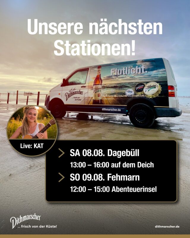 Der Bulli rollt. Die Musik spielt. Das Bier ist kalt. Jetzt fehlt nur noch ihr. Schaut bei einem unserer nächsten Stopps vorbei und verbringt ein paar entspannte Stunden mit uns an der Küste. 🌊☀️ @‌torbenmeyerontour @k .a.t_music

#dithmarscher #dithmarscherbrauerei #frischvonderküste #dithmarscherbiershop